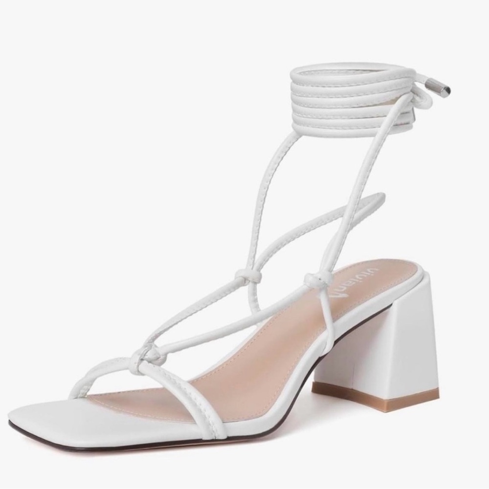 Viviany Elegant White Strappy Heels